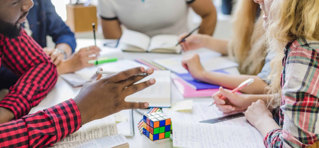 people studying together communicating